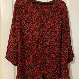 🔥SOLD🔥 Torrid Red/Black Leopard & Heart Blouse
